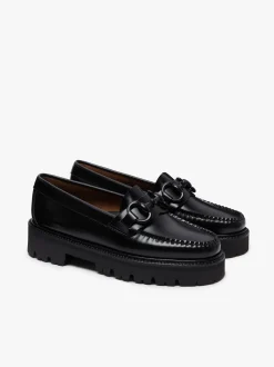 Sale G.H.BASS Weejuns Super Lug Lianna Super Bit Loafers Black Leather