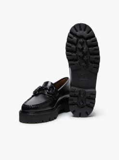 Sale G.H.BASS Weejuns Super Lug Lianna Super Bit Loafers Black Leather