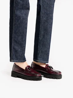 Outlet G.H.BASS Weejuns Super Lug Lianna Super Bit Loafers Leather Wine
