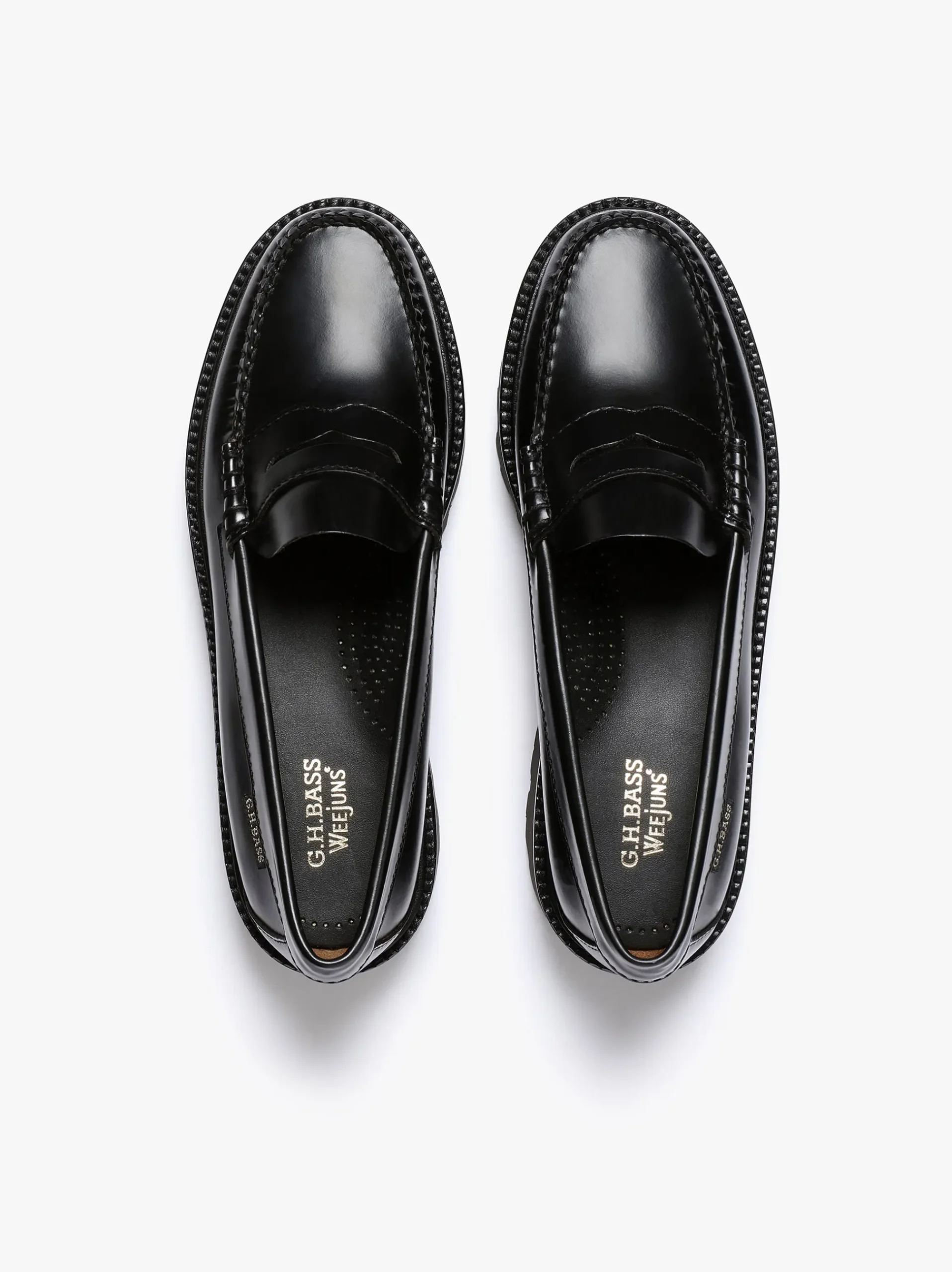 Online G.H.BASS Weejuns Super Lug Penny Loafers Leather Black