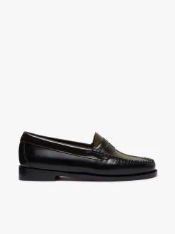 New G.H.BASS Weejuns Tricolour Penny Loafers Black, Chocolate & Green Leather