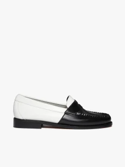 Hot G.H.BASS Weejuns Two Tone Penny Loafers Leather Black & White