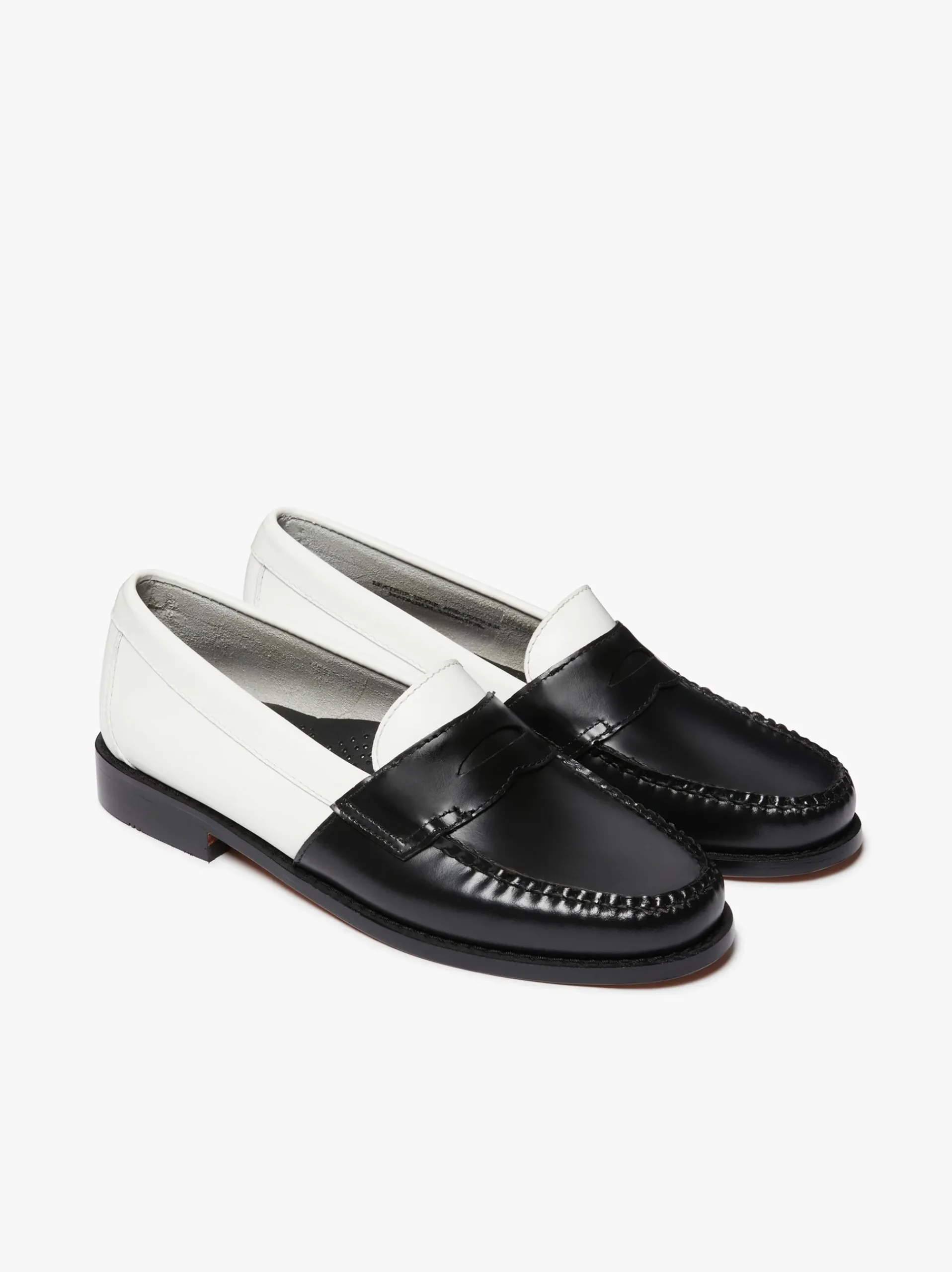 Hot G.H.BASS Weejuns Two Tone Penny Loafers Leather Black & White