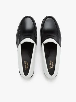 Hot G.H.BASS Weejuns Two Tone Penny Loafers Leather Black & White