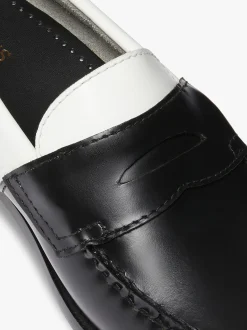 Hot G.H.BASS Weejuns Two Tone Penny Loafers Leather Black & White