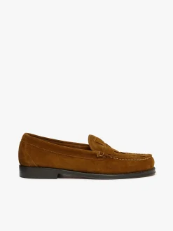 Outlet G.H.BASS Weejuns Venetian Weave Loafers suede with leather sole Mid brown