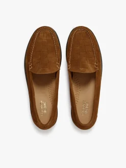 Outlet G.H.BASS Weejuns Venetian Weave Loafers suede with leather sole Mid brown