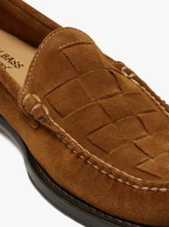 Outlet G.H.BASS Weejuns Venetian Weave Loafers suede with leather sole Mid brown