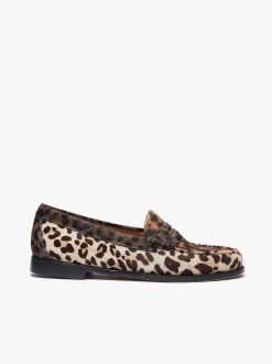 Outlet G.H.BASS Whitney Leopard Penny Loafers Dark Tan Leather with Leopard Print