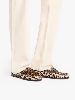 Outlet G.H.BASS Whitney Leopard Penny Loafers Dark Tan Leather with Leopard Print