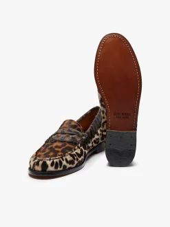Outlet G.H.BASS Whitney Leopard Penny Loafers Dark Tan Leather with Leopard Print