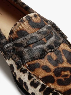 Outlet G.H.BASS Whitney Leopard Penny Loafers Dark Tan Leather with Leopard Print